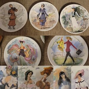 French Fashion Women of the Century 10 colorful collector plates Limoges Ganeau